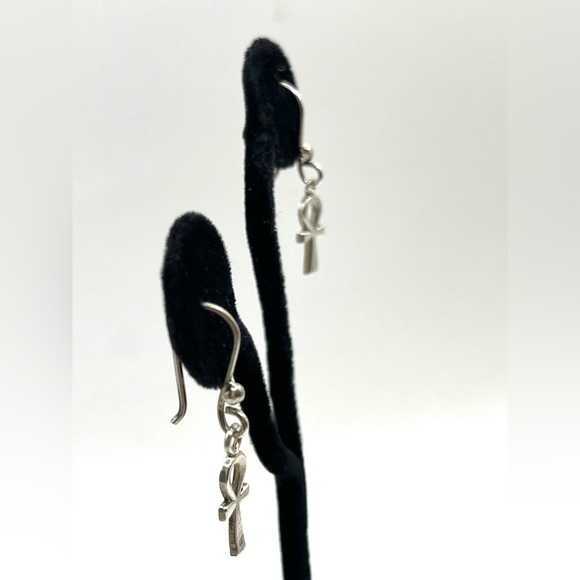 Ankh Symbol Earrings Vintage Dangle  Key of Life 925 Sterling Silver - Picture 6 of 11
